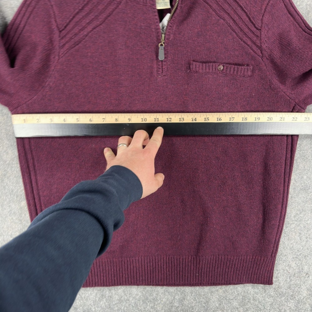 LL Bean Rangeley Sweater Mens Large‎ Purple Merino Wool 1/4 Zip Mock Neck - Picture 9 of 15